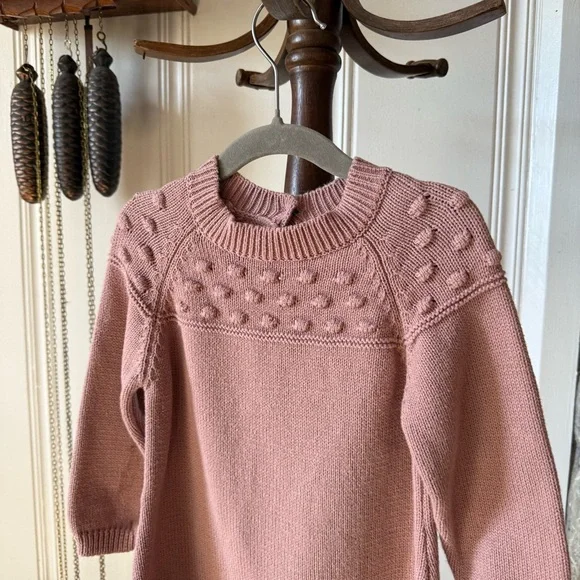 Dusty Rose Thick Knitted Long Sleeve Bodysuit Romper - Picture 2 of 4